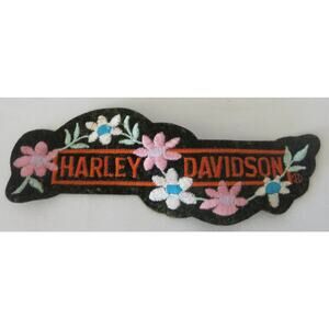 Vintage Harley Davidson Patch New 6.5" Floral Biker Chick Moto Girl Black 1990's